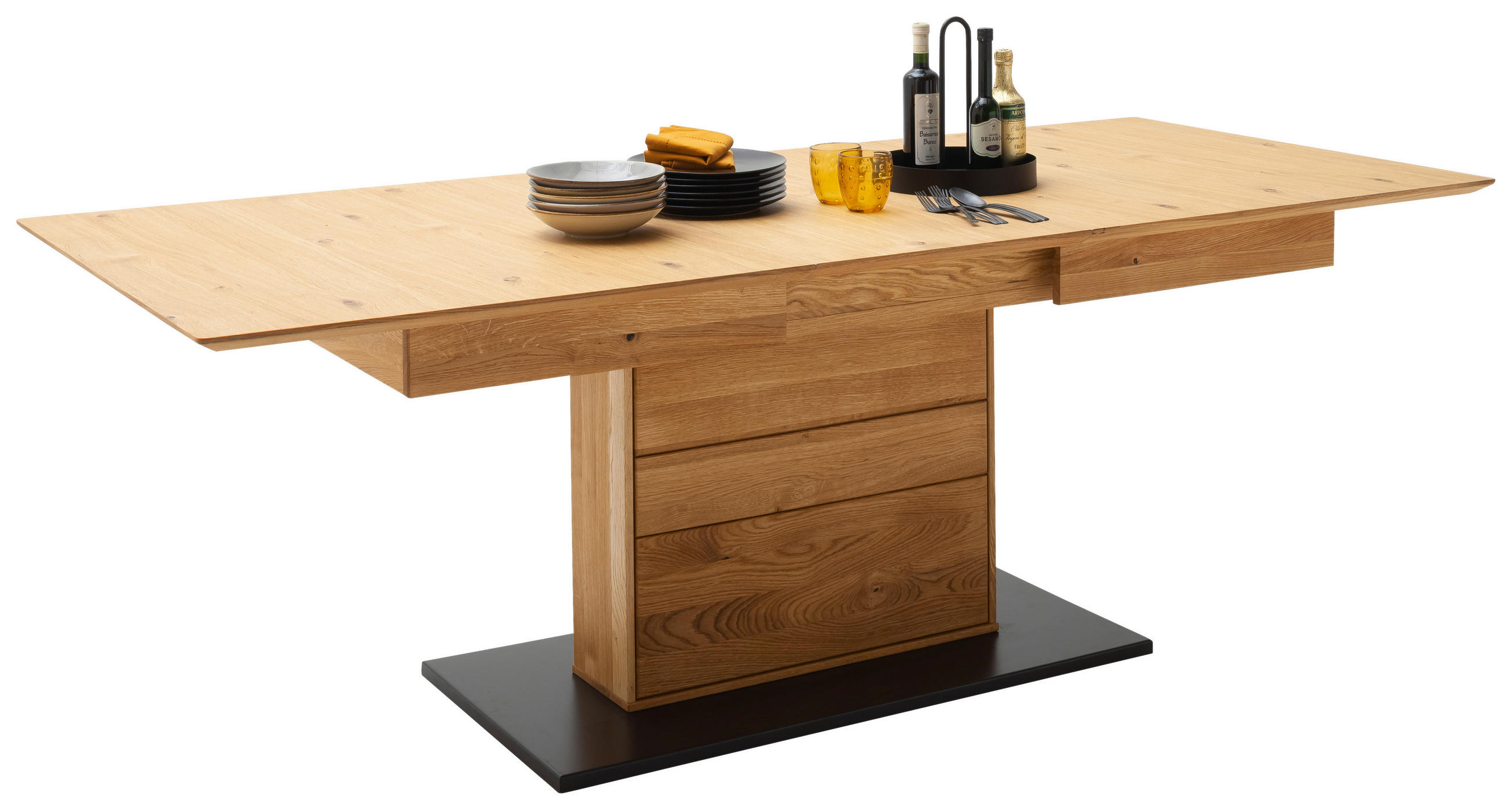 ESSTISCH Anthrazit, Wildeiche rechteckig  ausziehbar  - Wildeiche/Anthrazit, Natur, Holz/Holzwerkstoff (180-230/100/77cm) - MID.YOU