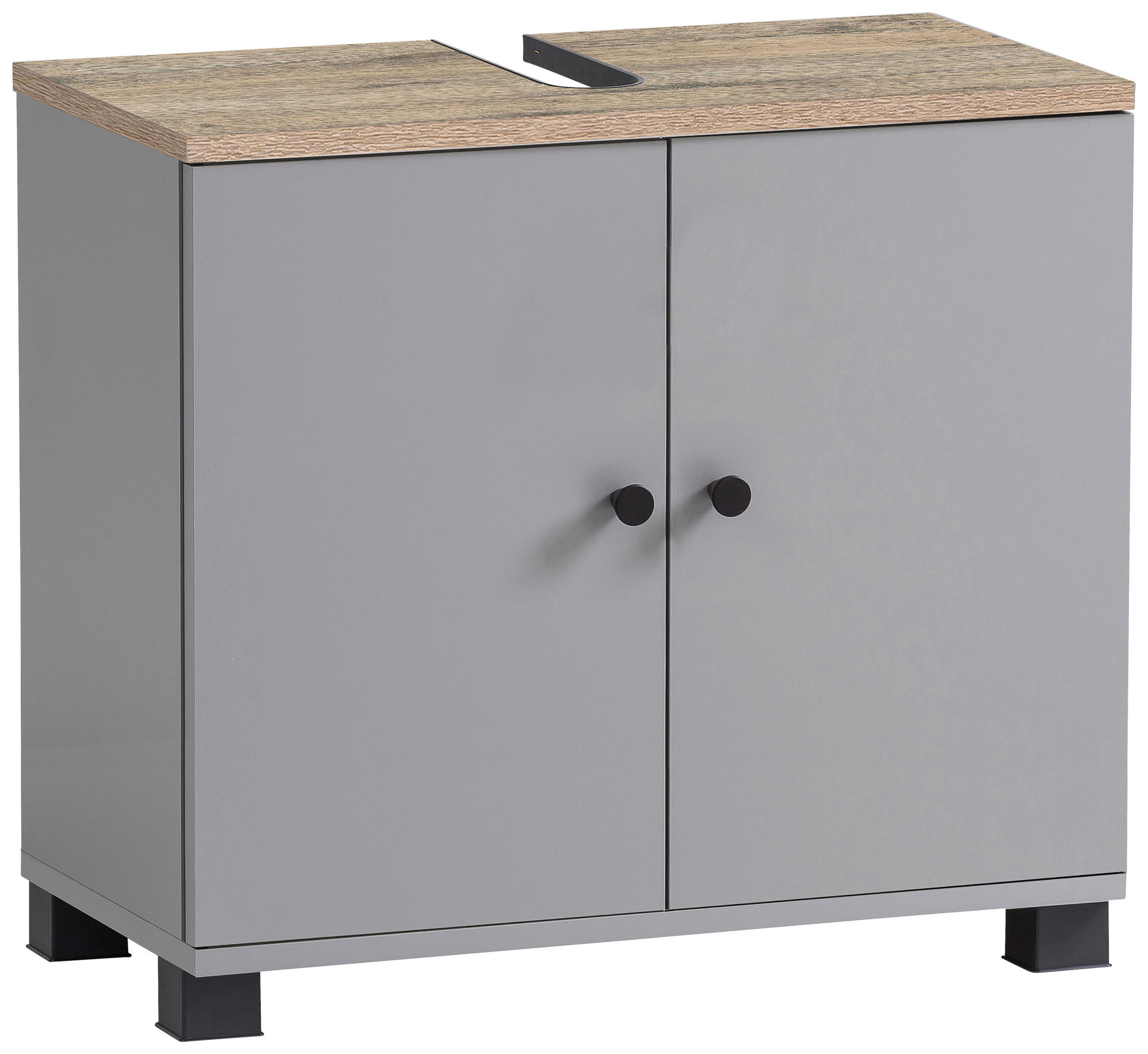 Mid.you Waschbeckenunterschrank Lugo Grau, Eiche 60x62.4x32.6 cm