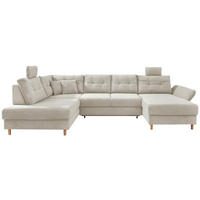 WOHNLANDSCHAFT Beige Cord  - Beige/Naturfarben, MODERN, Holz/Textil (206/338-352/176cm) - Livetastic