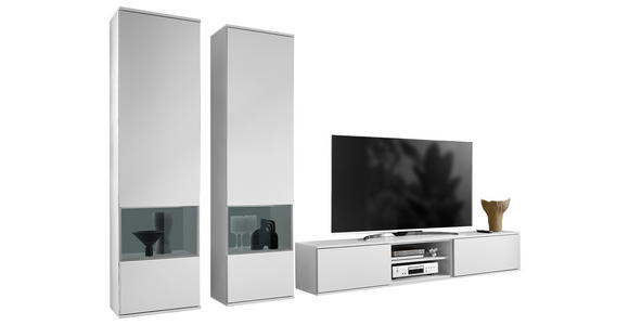 WOHNWAND  in Weiß  315/215/40 cm  - Weiß, KONVENTIONELL, Glas/Holzwerkstoff (315/215/40cm) - Venda