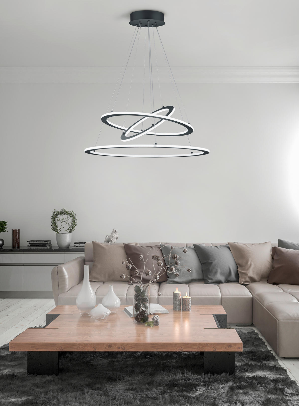LED FÜGGESZTÉK - antracit, Design, fém (80,3/200cm)
