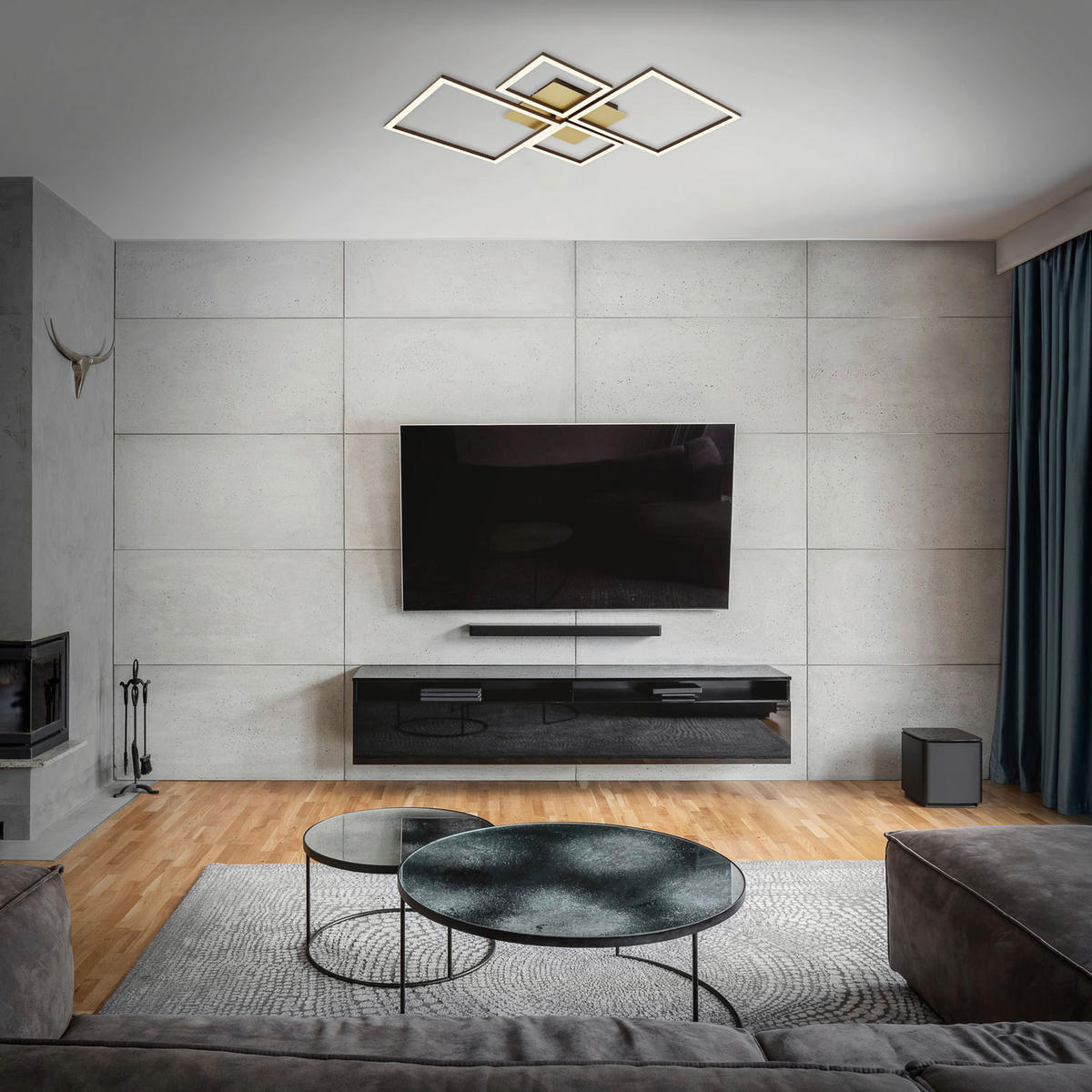 LED-TAKLAMPA 75/47/7,3 cm  - brun/guldfärgad, Design, metall/plast (75/47/7,3cm)