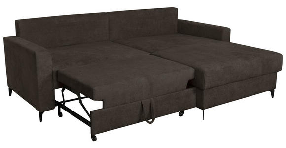 ECKSOFA Mokka Struktur  - Schwarz/Mokka, KONVENTIONELL, Textil/Metall (230/164cm) - Carryhome