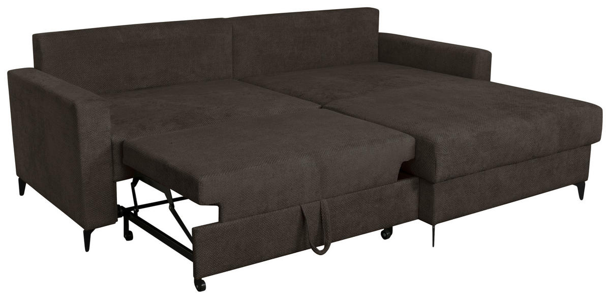ECKSOFA Mokka Struktur  - Schwarz/Mokka, KONVENTIONELL, Textil/Metall (230/164cm) - Carryhome