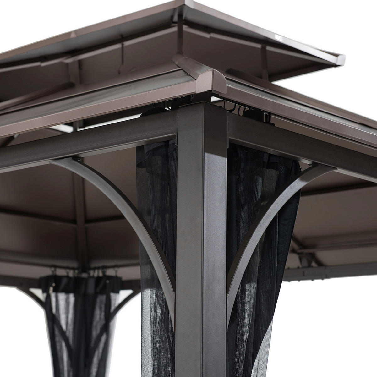 Pavillon inkl. Moskitonetz 366/293/307 cm Stahl  - Dunkelbraun/Schwarz, Basics, Metall (366/293/307cm) - Modante