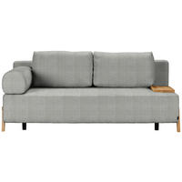 SCHLAFSOFA  mit Stoffauswahl, Armlehnen seitenverkehrt montierbar, Armteil links Chenille Hellgrau  - Hellgrau/Naturfarben, Design, Holz/Textil (211/88/102cm) - Niels Andersson