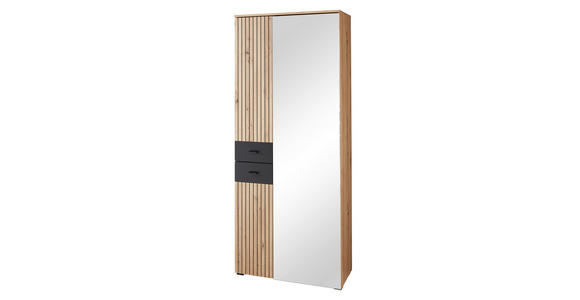 GARDEROBE 6-teilig in 282/202/38 cm - Schwarz/Eiche Artisan, Design, Holzwerkstoff/Textil (282/202/38cm) - Voleo