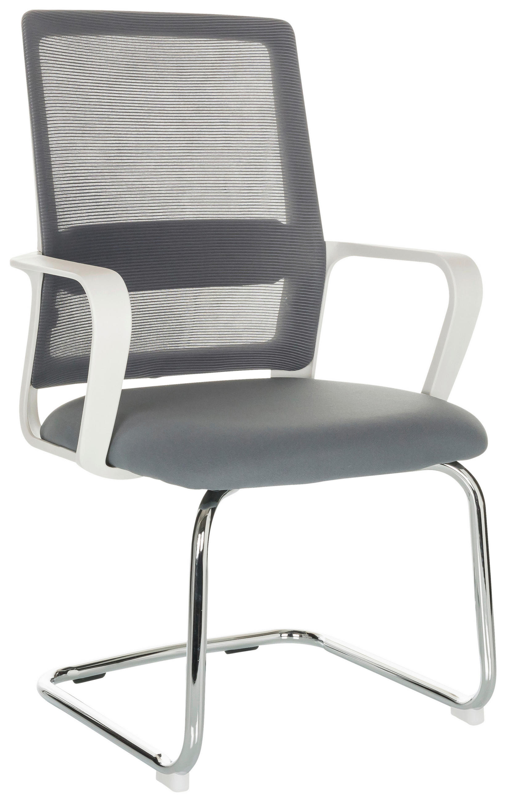 BESUCHERSTUHL  in Grau  - Silberfarben/Weiß, Basics, Kunststoff/Textil (60/97-98/60cm) - MID.YOU