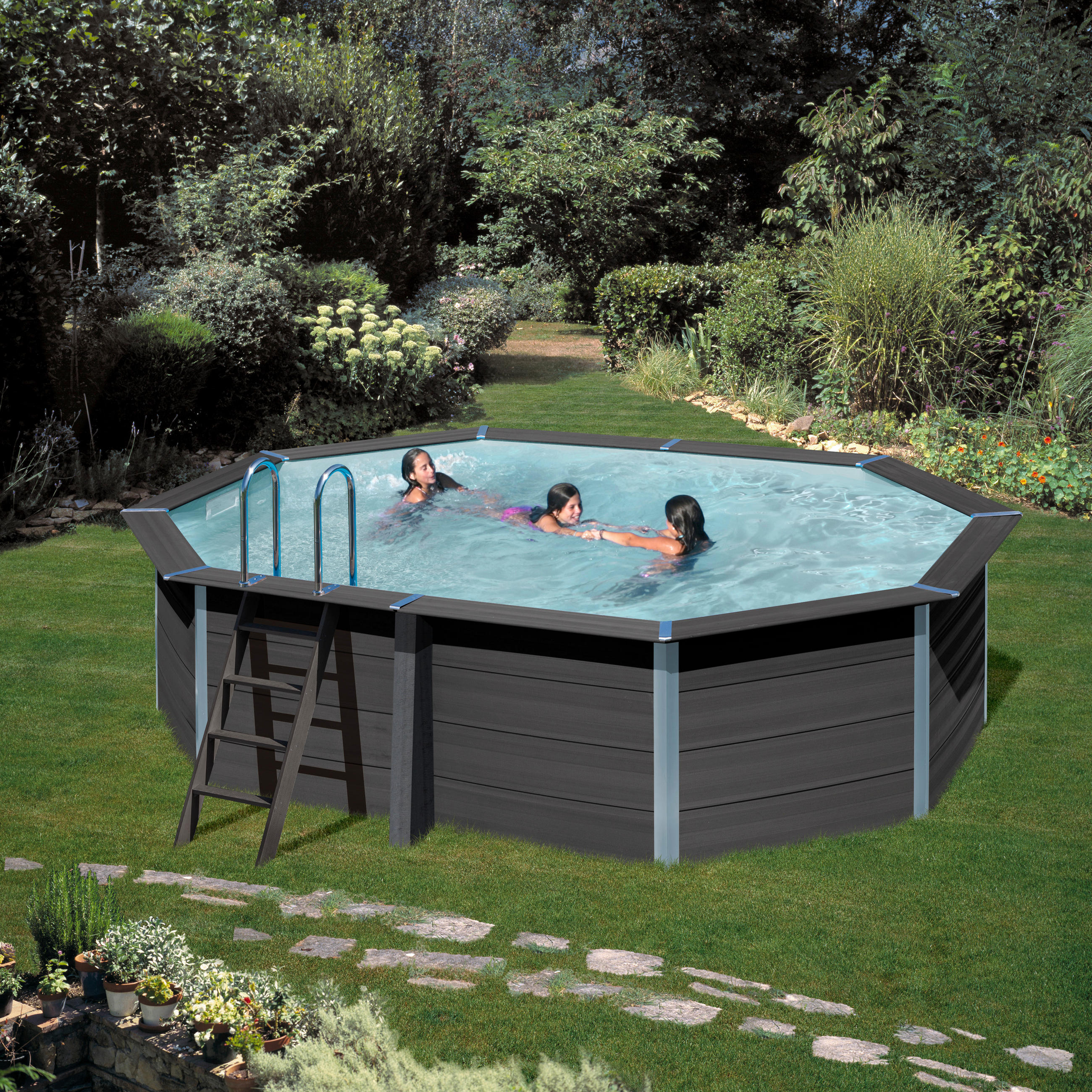 POOL-SET KPCOV52 524/386/124 cm  - Grau, KONVENTIONELL, Holzwerkstoff (524/386/124cm) - Gre