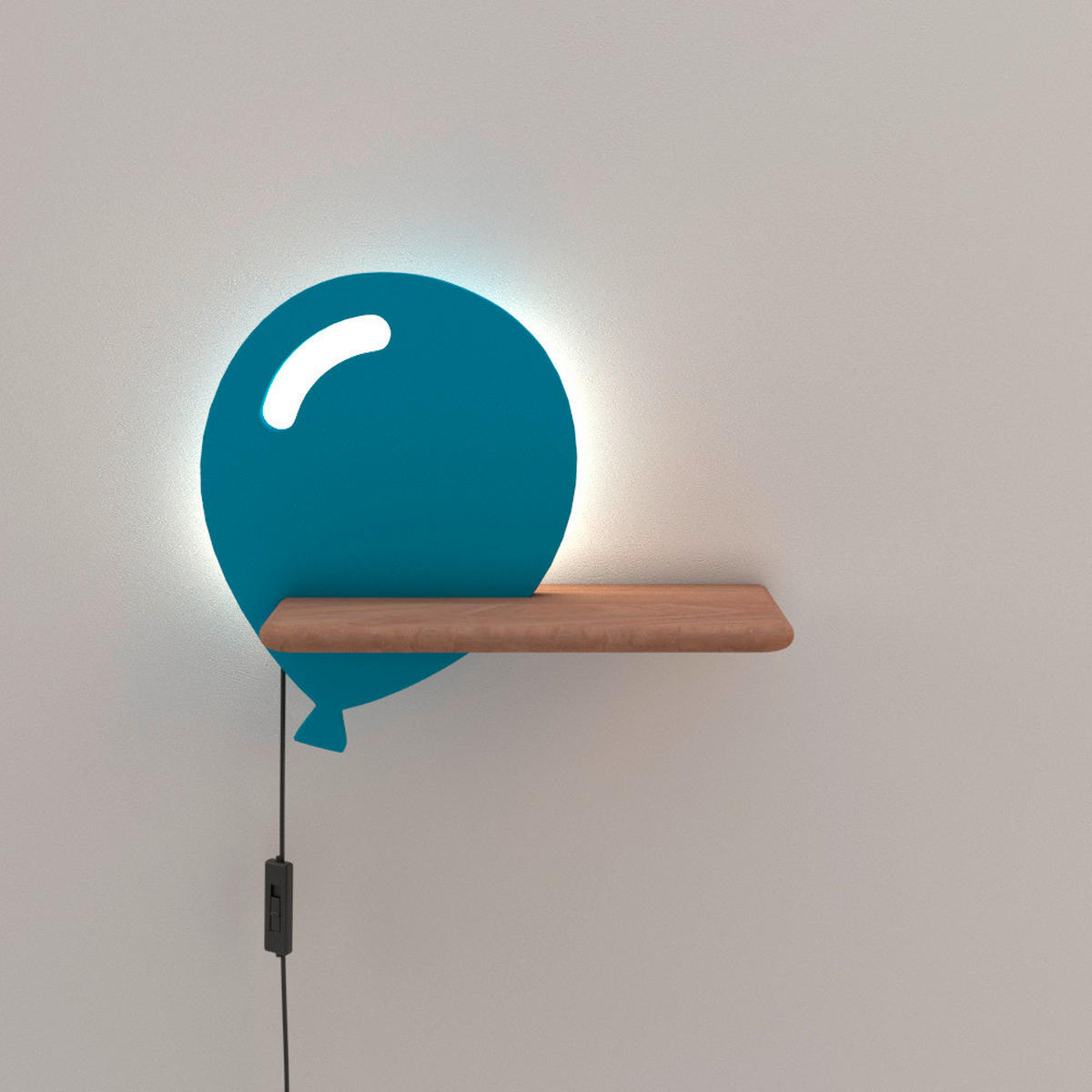 WANDLEUCHTE Ballon 31/12/26 cm   - Hellblau, KONVENTIONELL, Holz/Holzwerkstoff (31/12/26cm)