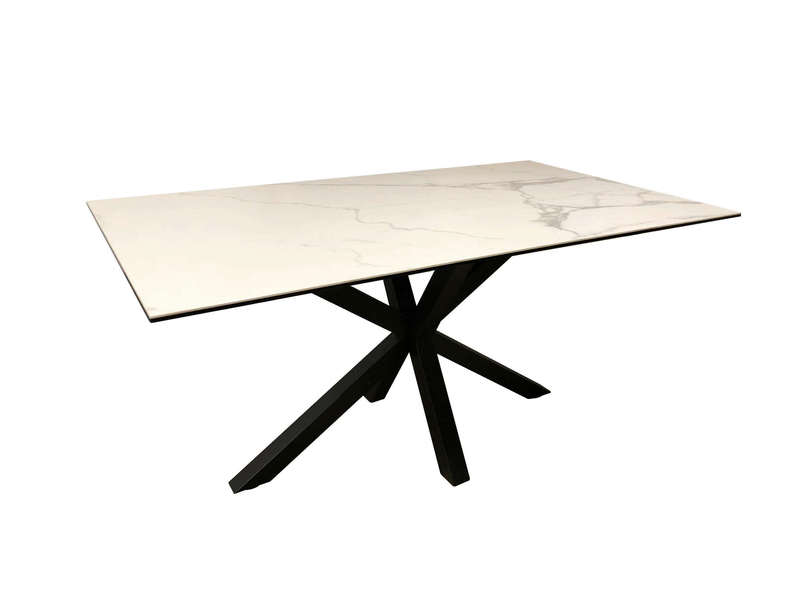 ESSTISCH in Metall, Keramik 160/90/75,5 cm  - Schwarz/Weiß, KONVENTIONELL, Keramik/Metall (160/90/75,5cm) - Livetastic