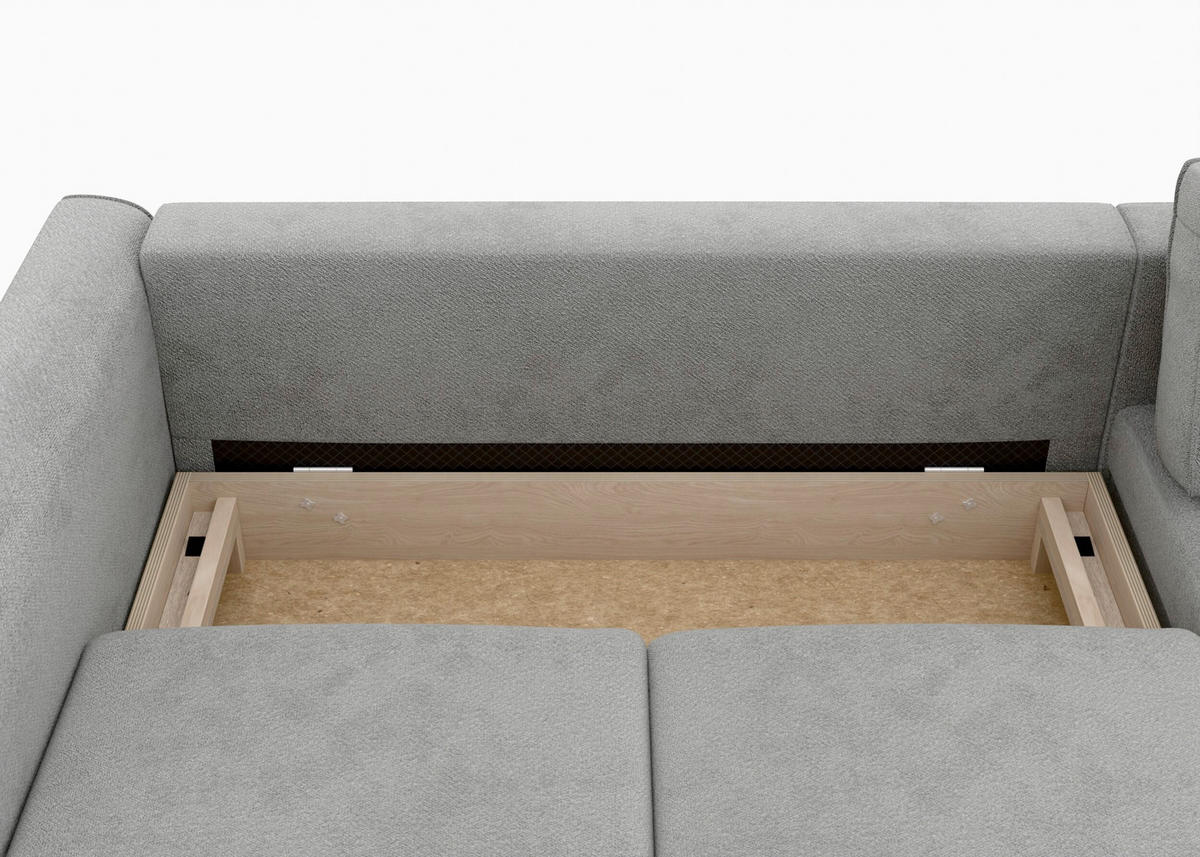 ECKSCHLAFSOFA  mit Bettkasten erhältlich, Sitzqualitäten, Schlafen auf Sitzhöhe, Bettfunktion erhältlich, Rücken echt, Armteil links, Armteil rechts Struktur Schlammfarben  - Schlammfarben/Schwarz, MODERN, Textil/Metall (232/161cm) - Trendmanufaktur