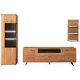 WOHNWAND 3-teilig  in Wildeiche  305/209/50 cm  - Wildeiche/Anthrazit, Natur, Glas/Holz (305/209/50cm) - Linea Natura