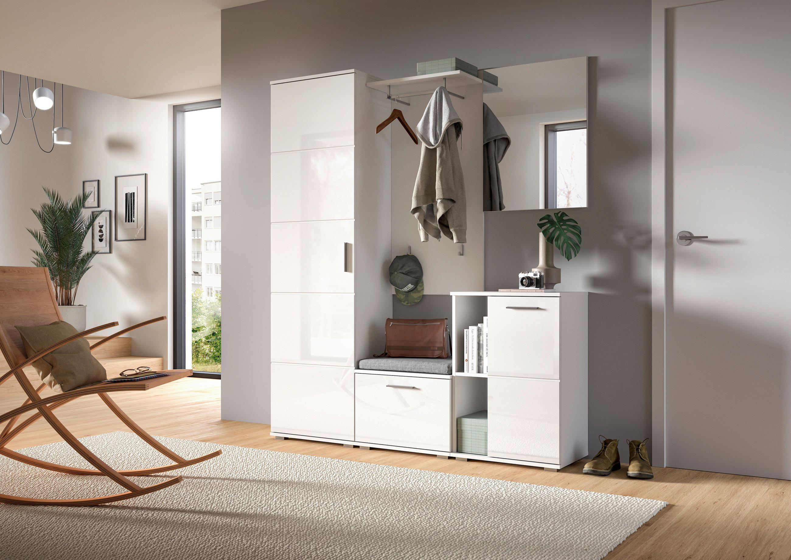 GARDEROBE in 110/191/37 cm - Weiß Hochglanz/Weiß, Design, Holzwerkstoff (110/191/37cm) - Xora