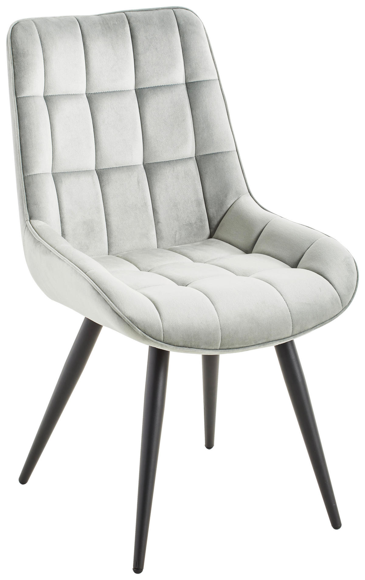STUHL Samt Grau, Schwarz  - Schwarz/Grau, MODERN, Textil/Metall (53,5/90/62cm) - MID.YOU