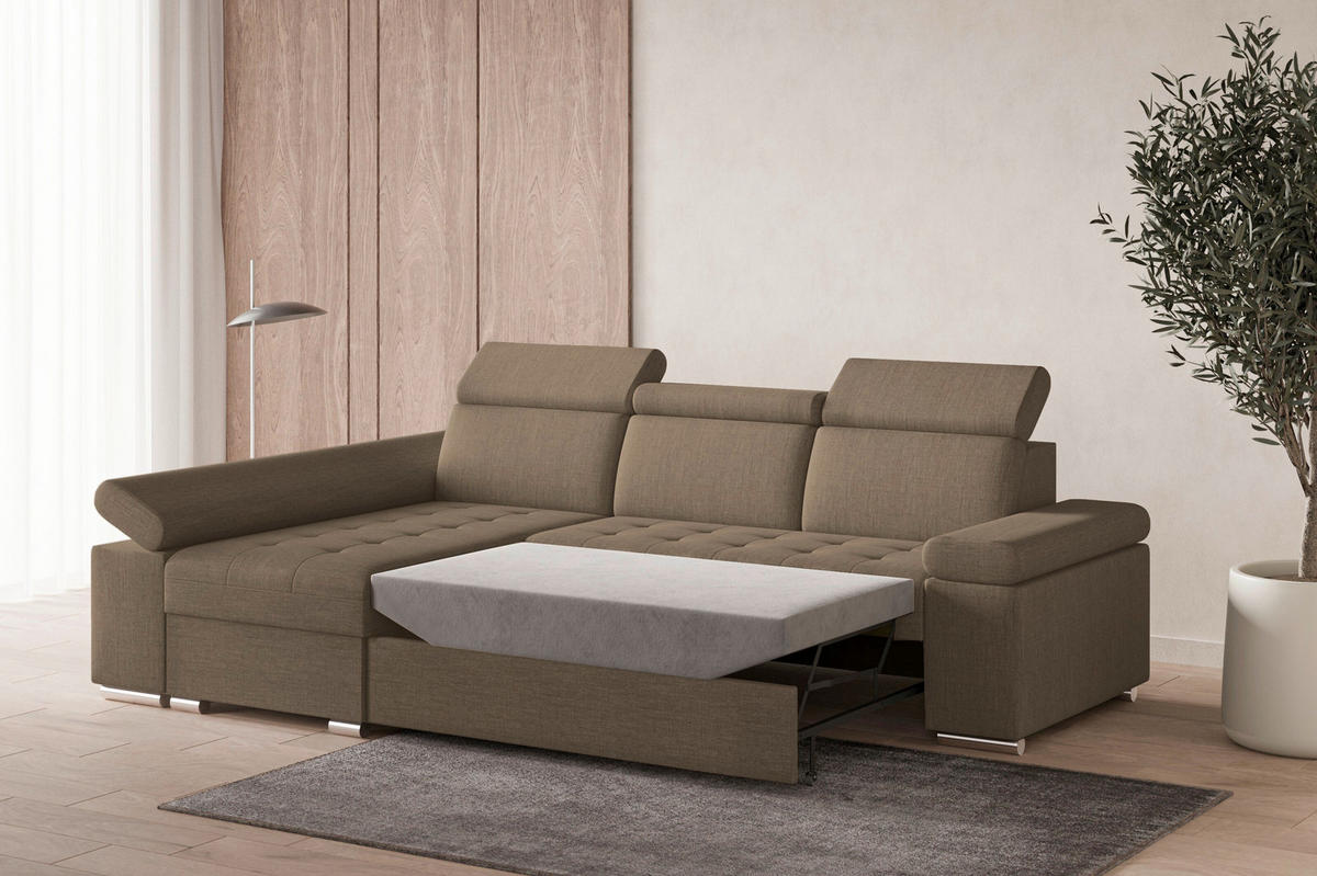 ECKSOFA TORONTO in Webstoff Braun  - Silberfarben/Braun, Design, Textil (168/260cm) - MID.YOU