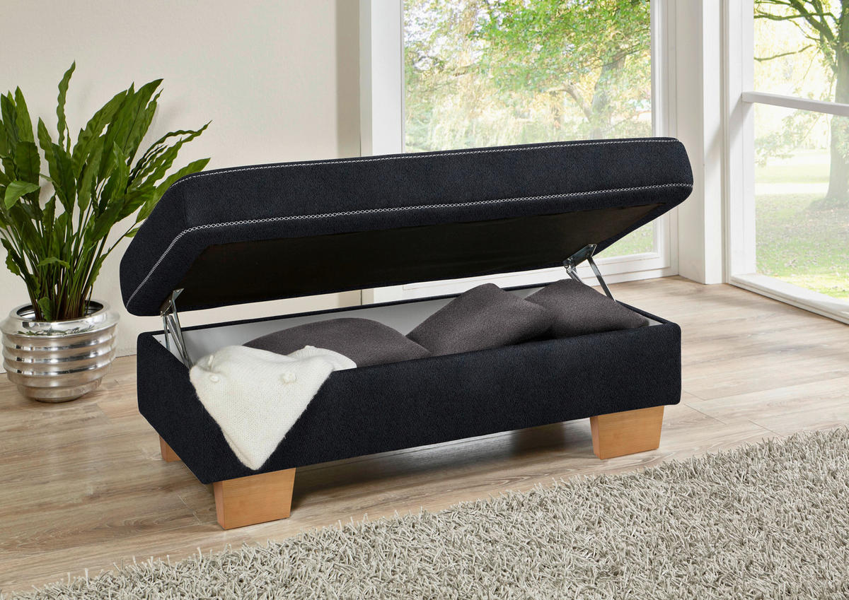 ECKSOFA in Mikrofaser Schwarz  - Eichefarben/Beige, Natur, Holz/Textil (226/273cm) - Beldomo System