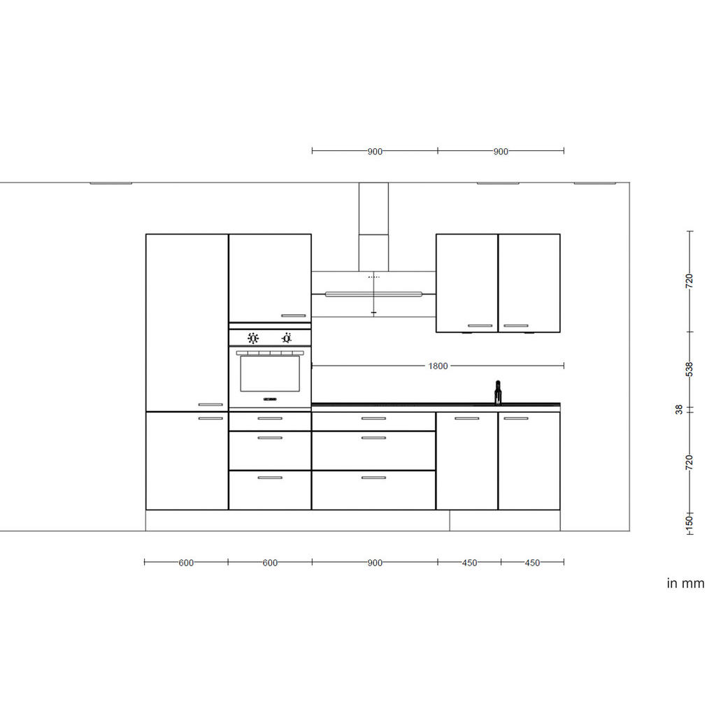 Thumbnail - Nobilia Küchenleerblock Structura, Eiche, Schiefer, Metall, nur wie online abgebildet bestellbar, 300 cm, Blauer Engel, ...
