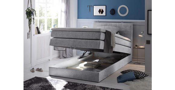 BOXSPRINGBETT 140/200 cm  in Hellgrau  - Hellgrau/Schwarz, Design, Kunststoff/Textil (140/200cm) - Xora