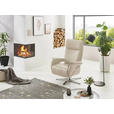 FERNSEHSESSEL Lederlook (vegan) Ecru  - Ecru/Edelstahlfarben, MODERN, Textil/Metall (77/116/80cm) - Cantus