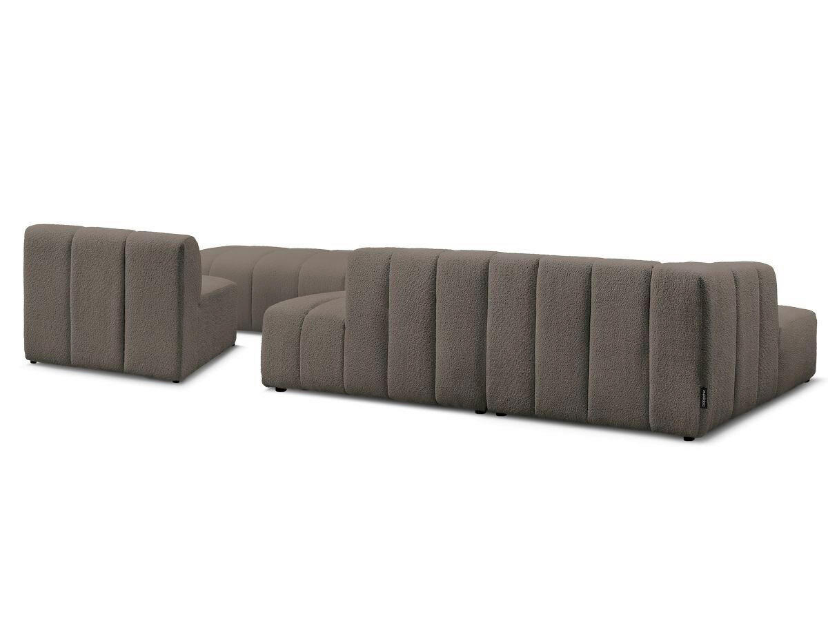ECKSOFA Ottomane links  ANNECY Taupe Bouclé  - Taupe/Schwarz, MODERN, Kunststoff/Textil (170/262cm)