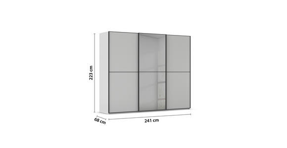 SCHWEBETÜRENSCHRANK  in Grau, Schwarz  - Schwarz/Grau, KONVENTIONELL, Glas/Holzwerkstoff (242/223/68cm) - Novel