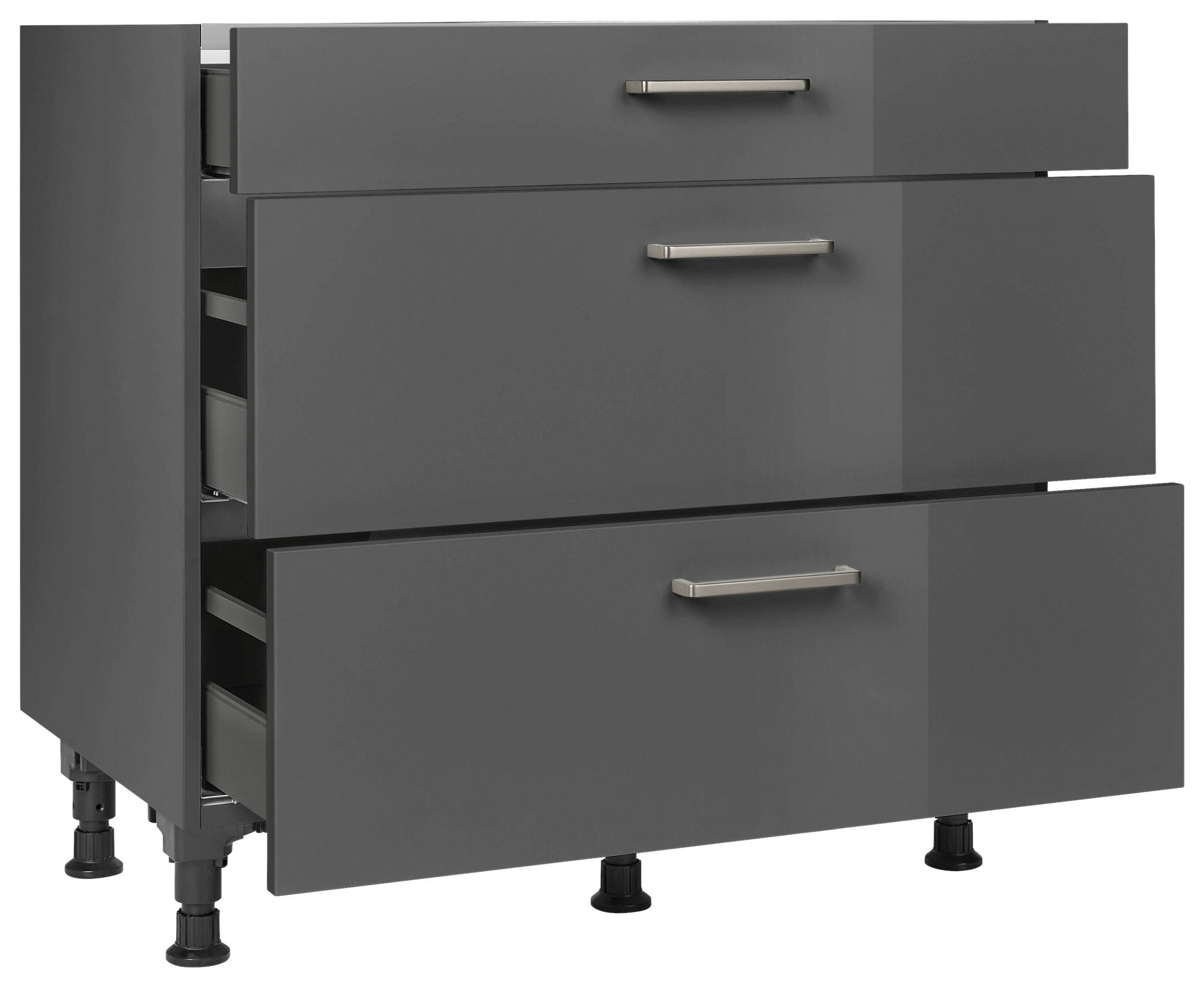 KOCHFELDUMBAUSCHRANK 90/87/56 cm  in Schieferfarben  - Schieferfarben/Edelstahlfarben, MODERN, Holzwerkstoff/Metall (90/87/56cm) - Nobilia