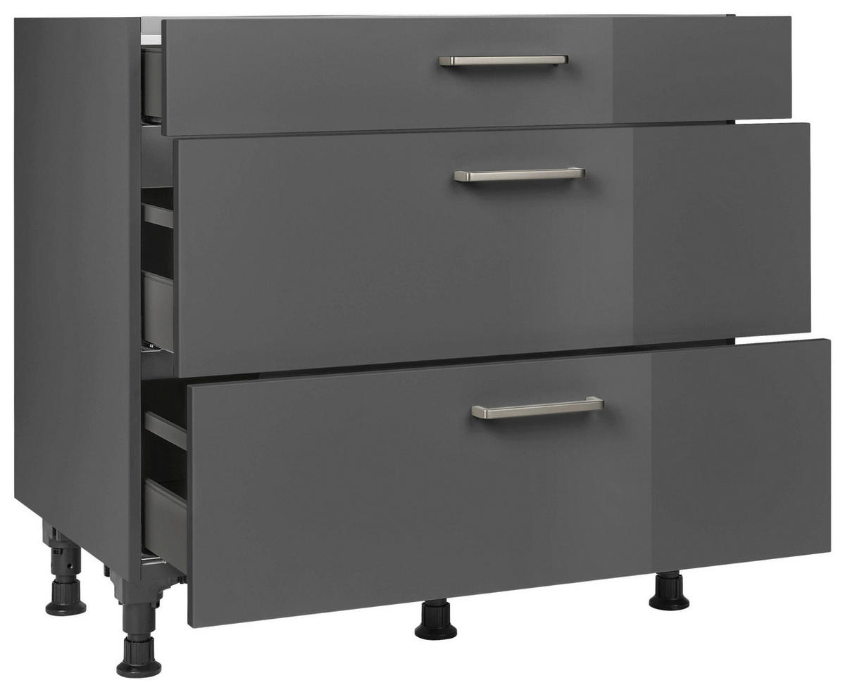 KOCHFELDUMBAUSCHRANK 90/87/56 cm  in Schieferfarben  - Schieferfarben/Edelstahlfarben, MODERN, Holzwerkstoff/Metall (90/87/56cm) - Nobilia