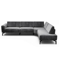 ECKSOFA Cosy Anthrazit Samt  - Anthrazit/Schwarz, Design, Textil/Metall (296/213cm) - SENSOO