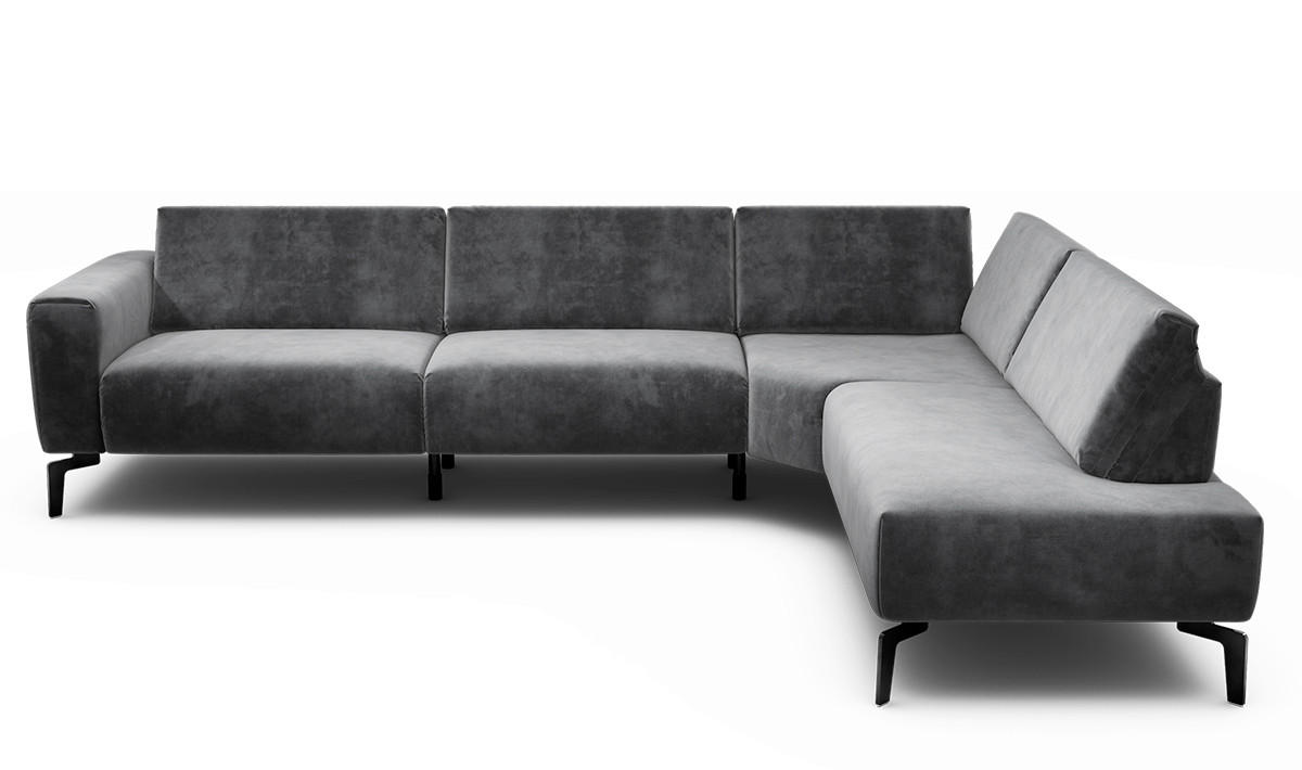 ECKSOFA Cosy Anthrazit Samt  - Anthrazit/Schwarz, Design, Textil/Metall (296/213cm) - SENSOO