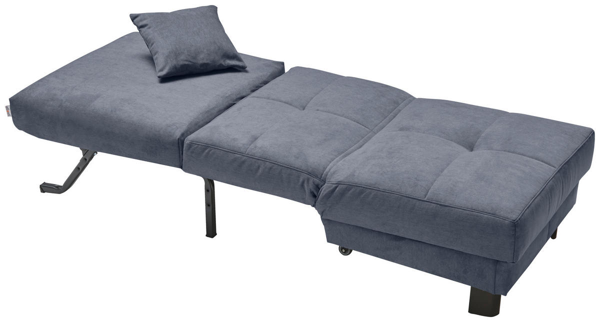 SCHLAFSESSEL Mikrovelours Dunkelblau    - Schwarz/Dunkelblau, KONVENTIONELL, Textil/Metall (85/85/100cm) - Carryhome