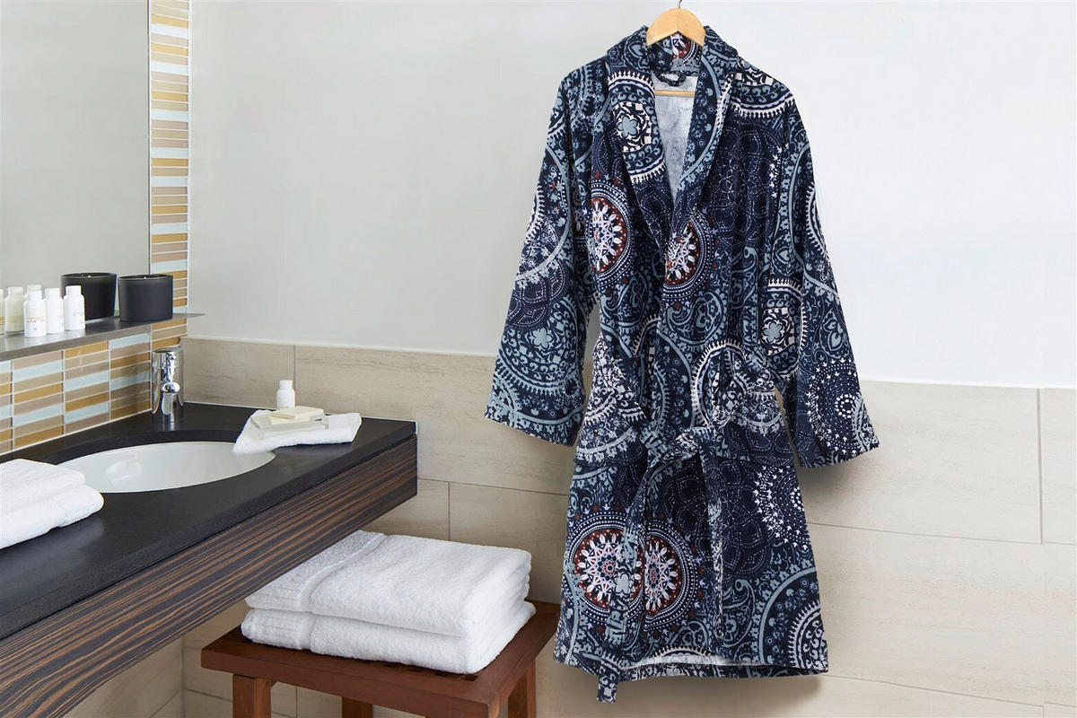 BADEMANTEL M Unisex  - Blau/Schwarz, Basics, Textil (Mnull) - Kayoom
