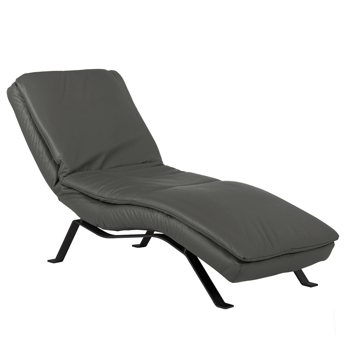 RELAXLIEGE in Echtleder Anthrazit  - Anthrazit/Schwarz, Design, Leder/Metall (65/95/171cm) - Celina Home