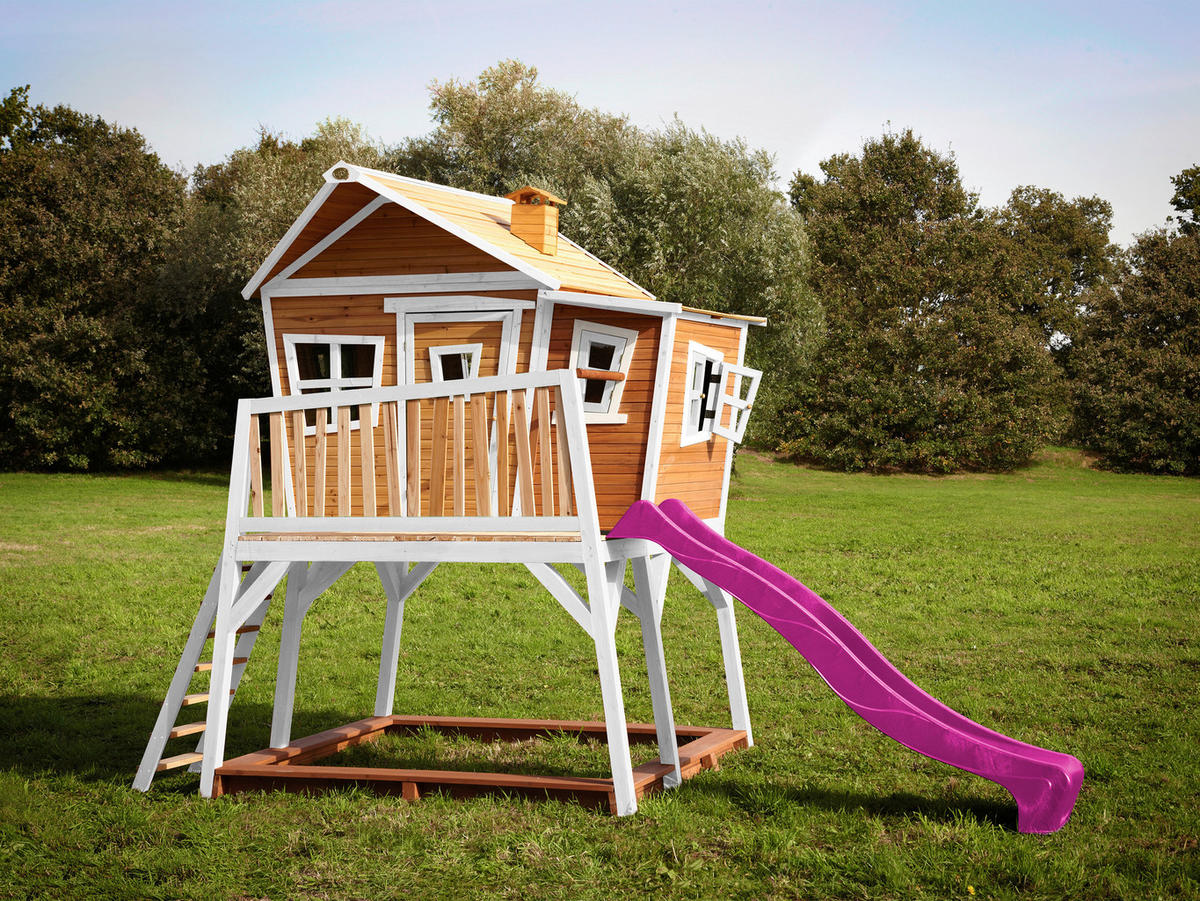 SPIELTURM 432/288/193 cm  - Lila/Braun, KONVENTIONELL, Holz (432/288/193cm) - Ambia Garden