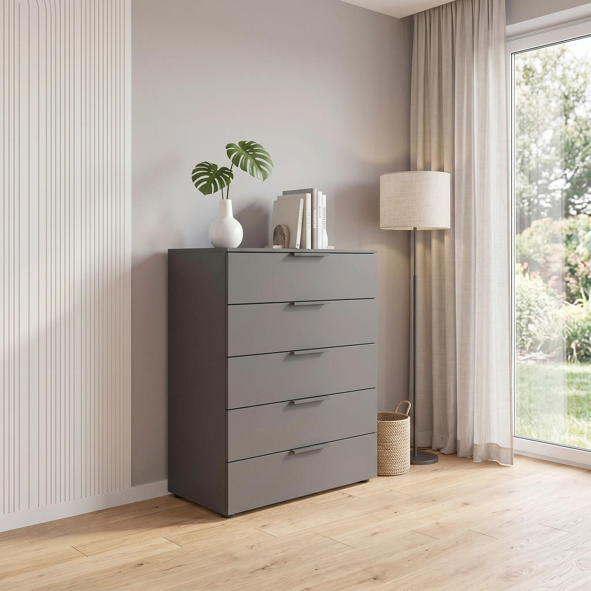 KOMODA, barvy grafitu, 80/100/42 cm - černá/barvy grafitu, Moderní, kov/kompozitní dřevo (80/100/42cm) - Rauch Möbel
