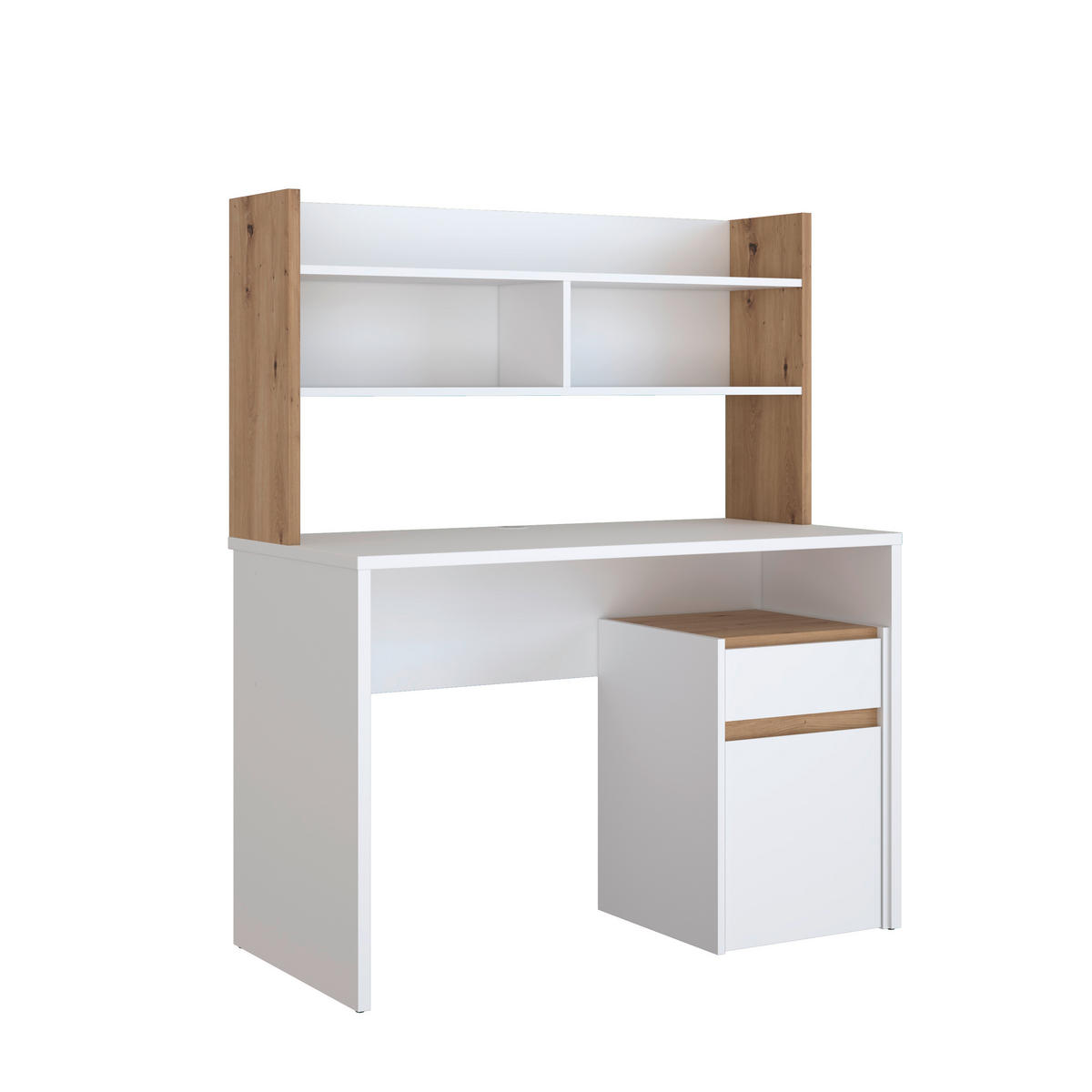 NASTAVEK ZA PISALNO MIZO - bela/hrast artisan, Moderno, leseni material (139,6/60/25,8cm) - Carryhome
