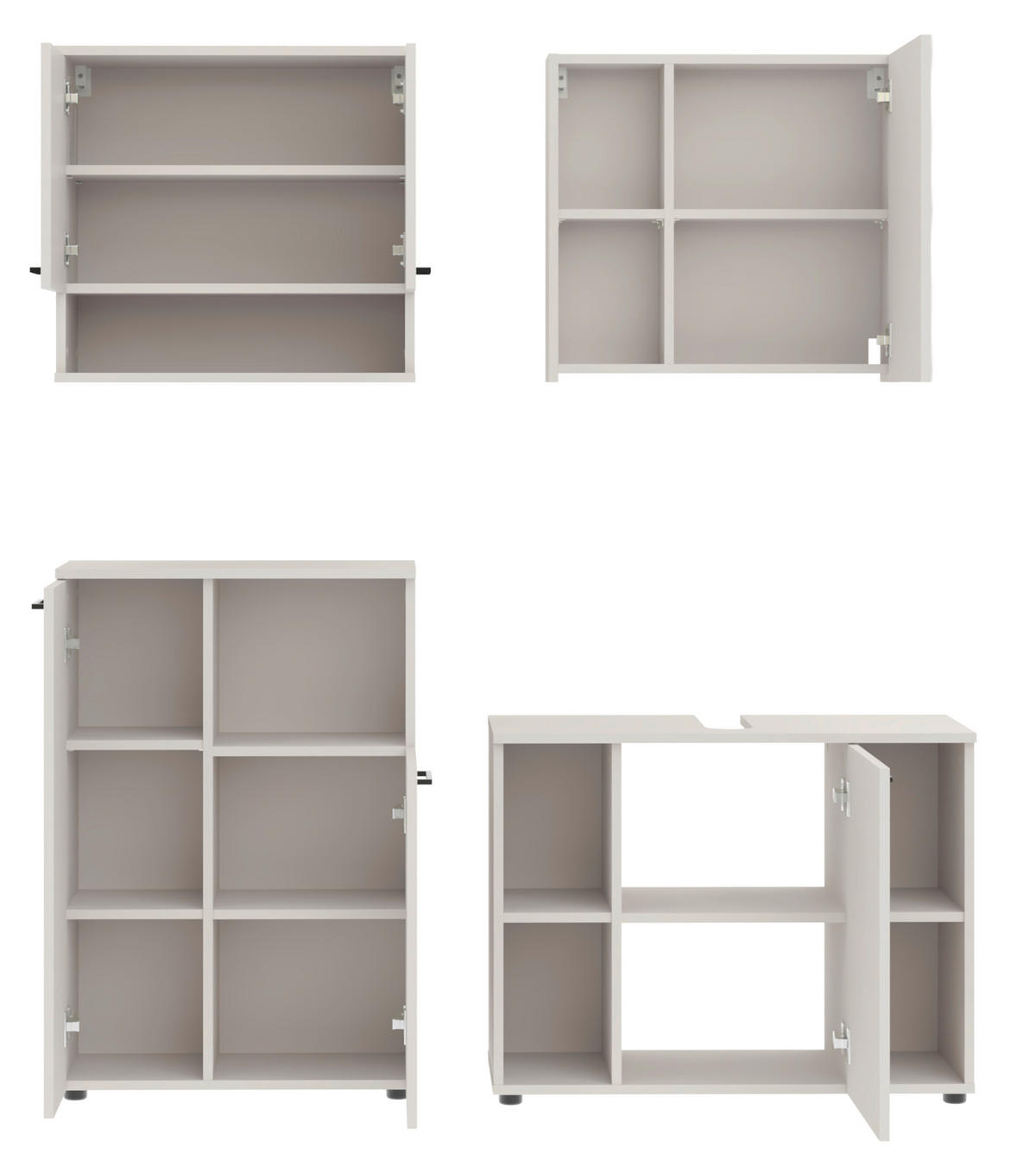 BADEZIMMER 4-teilig  in 155 cm  - Kaschmir/Schwarz, Trend, Glas/Holzwerkstoff (155cm) - Respekta