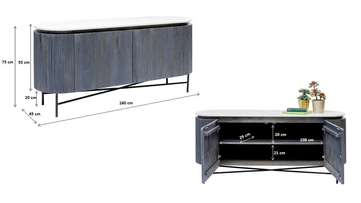 SIDEBOARD  in 160/75/45 cm  - Anthrazit/Schwarz, Trend, Holz/Holzwerkstoff (160/75/45cm) - Kare-Design