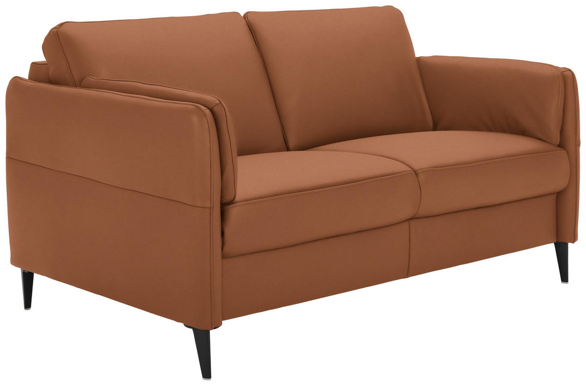 2,5-SITZER in Echtleder Cognac  - Cognac/Schwarz, Design, Leder/Metall (164/84/99cm) - Dieter Knoll