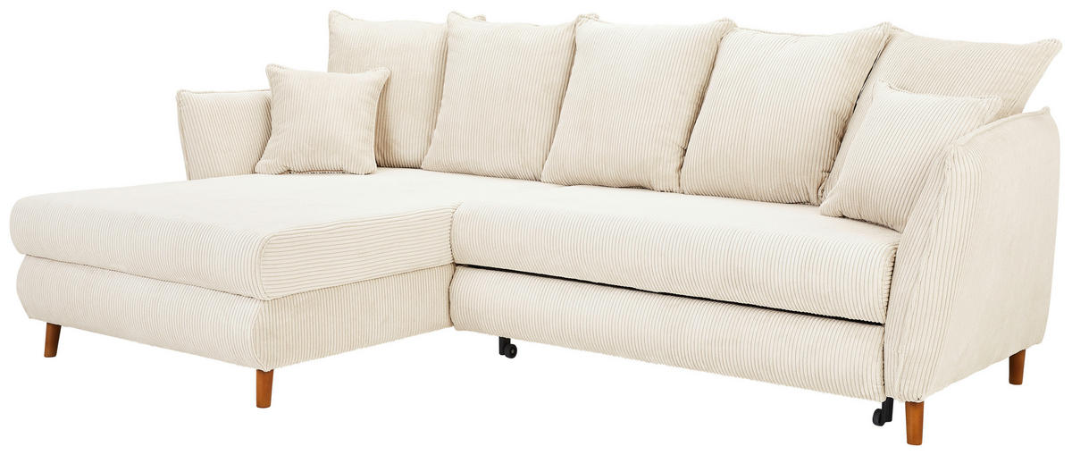 ECKSOFA in Cord Creme  - Eichefarben/Creme, Konventionell, Holz/Textil (162/284cm) - Carryhome