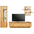 WOHNWAND  in Eichefarben  320/205,7/53,7 cm  - Eichefarben/Schwarz, Natur, Glas/Holz (320/205,7/53,7cm) - Valnatura