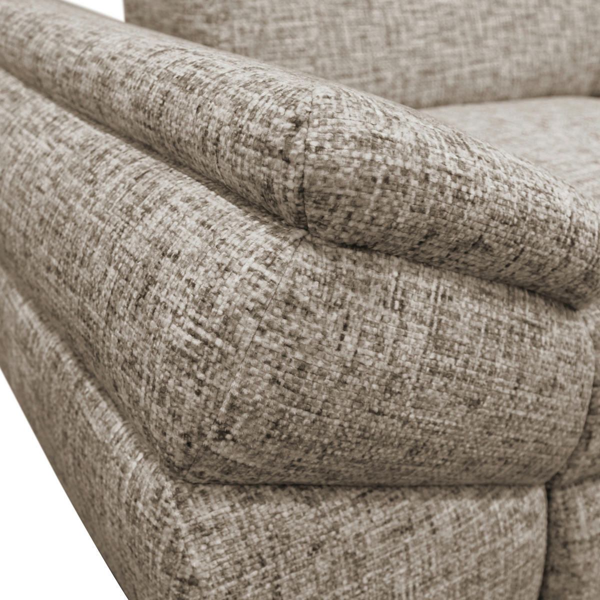 ECKSOFA Hellbraun Struktur, Plüsch  - Hellbraun/Schwarz, Design, Textil/Metall (274/201cm) - MID.YOU