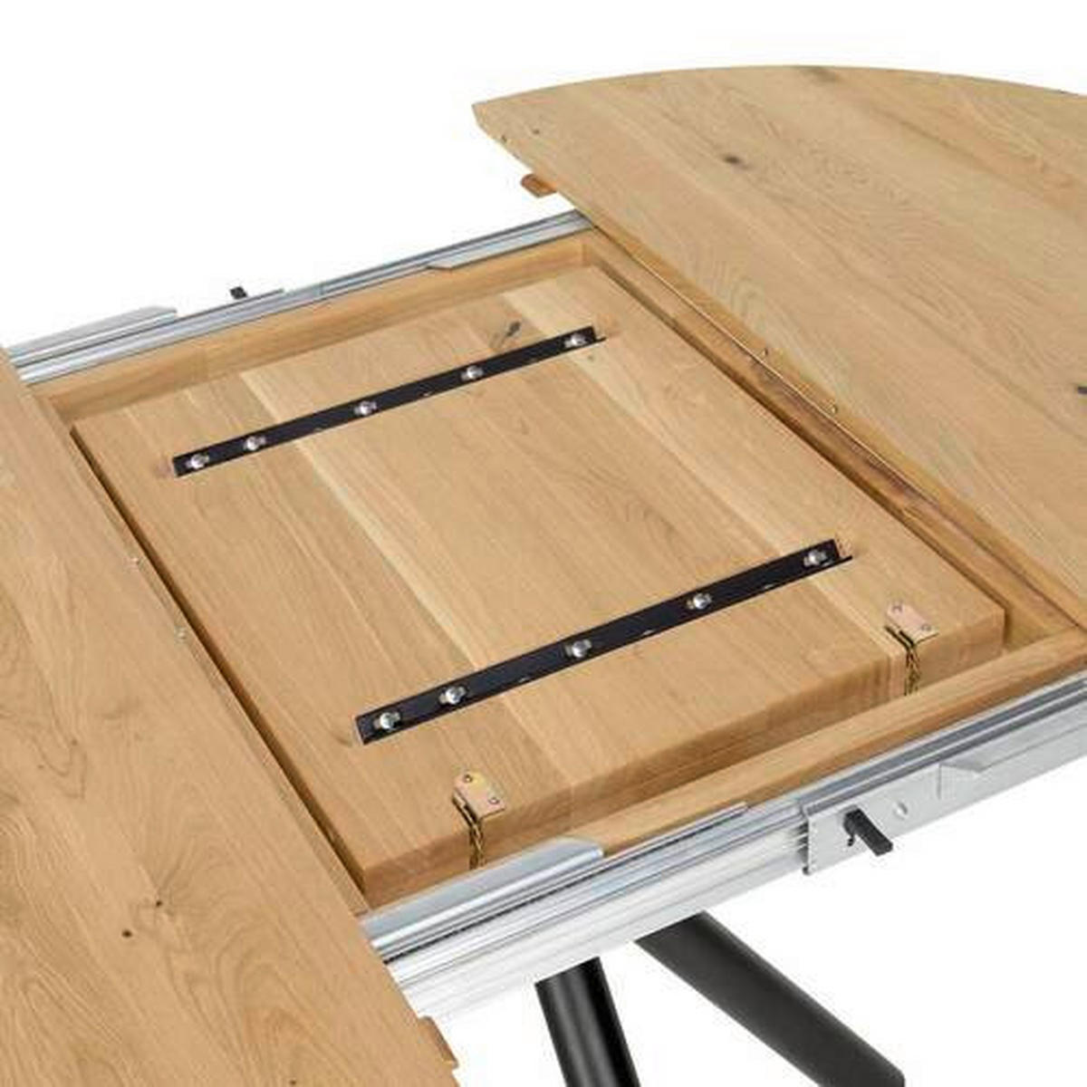 ESSTISCH 120-170/120/75 cm Echtholz  Holz rund Eichefarben  - Eichefarben/Schwarz, MODERN, Holz/Metall (120-170/120/75cm) - Carryhome