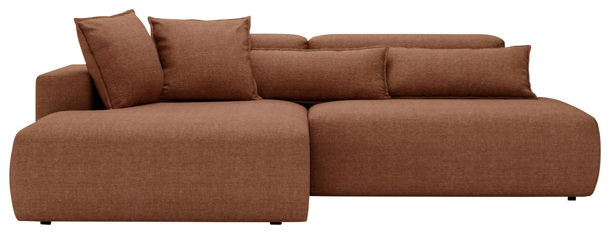 ECKSOFA Chenille Rostfarben  - Rostfarben/Schwarz, Design, Kunststoff/Textil (160/284cm) - Livetastic