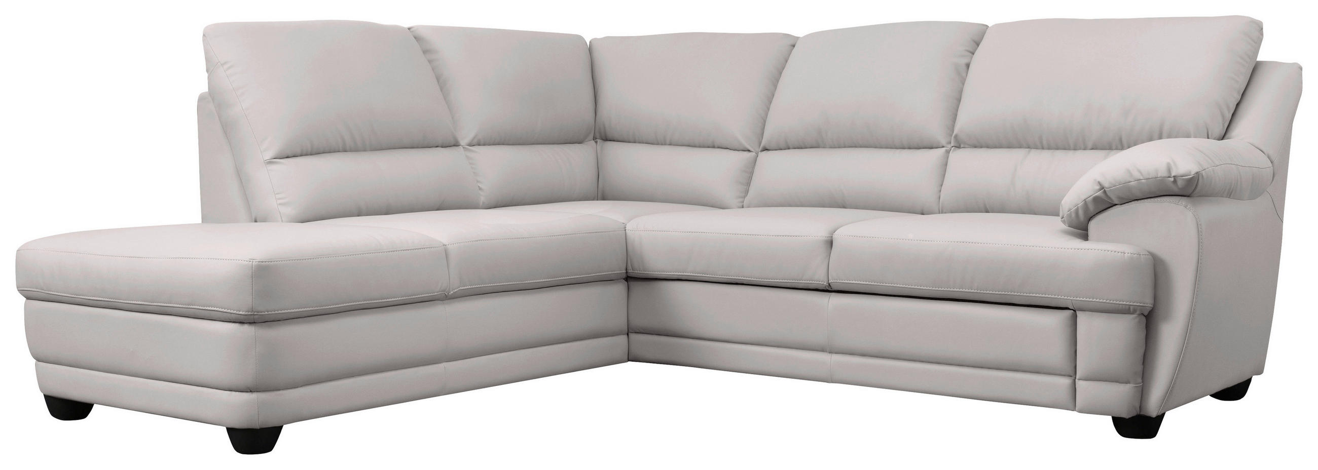 ECKSOFA Hellgrau Lederlook Rücken echt  - Hellgrau, Design, Kunststoff/Textil (225/245cm) - Livetastic