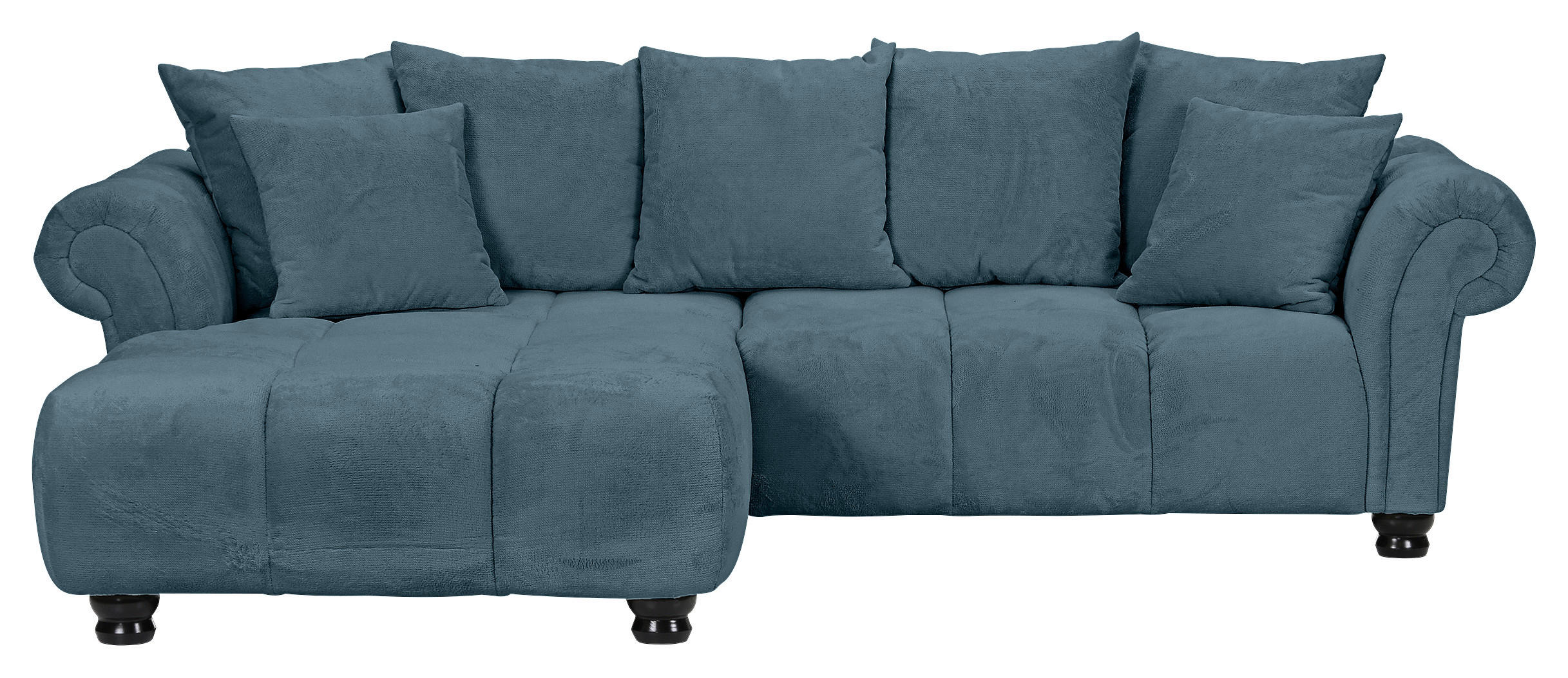 ECKSOFA Petrol Plüsch  - Dunkelbraun/Petrol, KONVENTIONELL, Holz/Textil (190/288cm) - Carryhome