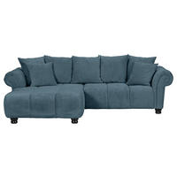 ECKSOFA Petrol Plüsch  - Dunkelbraun/Petrol, KONVENTIONELL, Holz/Textil (190/288cm) - Carryhome