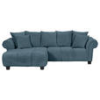 ECKSOFA  in Plüsch Petrol  190/288 cm  - Dunkelbraun/Petrol, KONVENTIONELL, Holz/Textil (190/288cm) - Carryhome