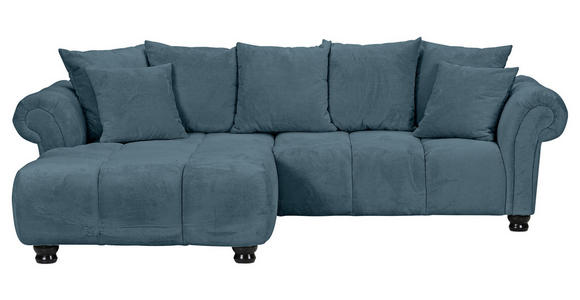 ECKSOFA  in Plüsch Petrol  190/288 cm  - Dunkelbraun/Petrol, KONVENTIONELL, Holz/Textil (190/288cm) - Carryhome