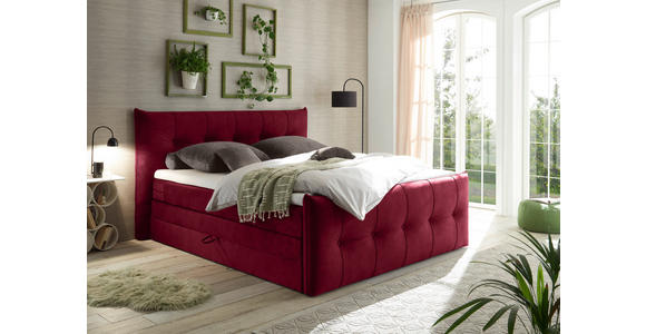 BOXSPRINGBETT 180/200 cm  in Weinrot  - Weinrot/Schwarz, KONVENTIONELL, Kunststoff/Textil (180/200cm) - Esposa